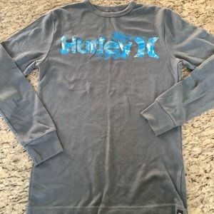 Hurley Boys Size Small Waffle Weave  Long Sleeve Spell-Out Shirt